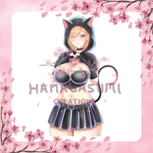 Black Kitty Marin Decal