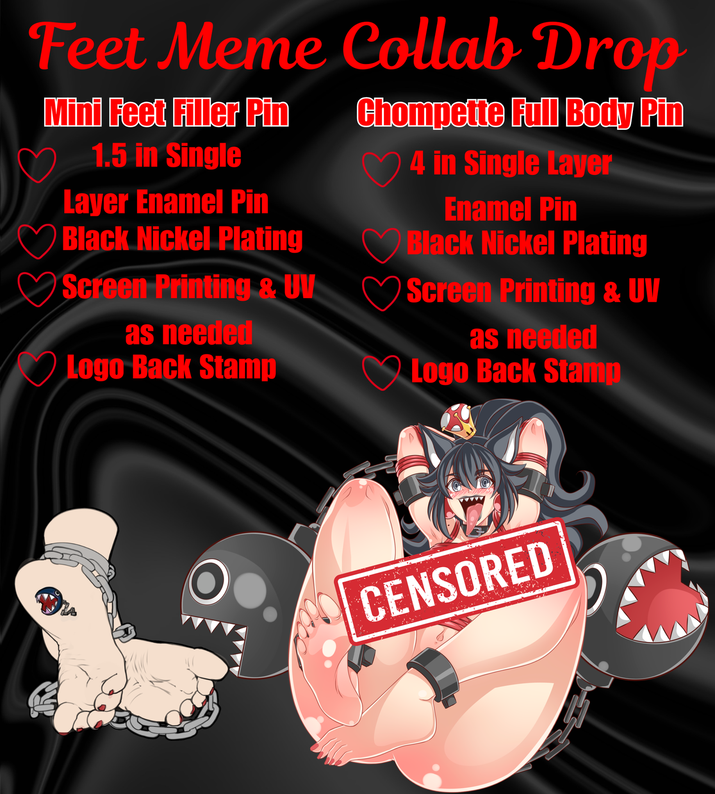 (PRE-ORDER)Chompette Full Body NSFW Pin