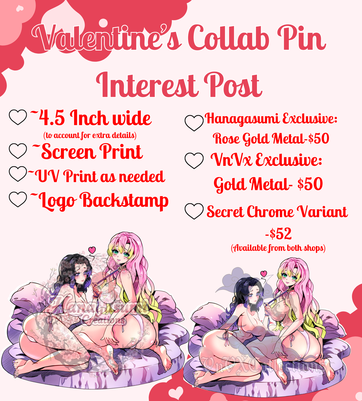 (PRE-ORDER) Valentine's Collab Shinobu & Mitsuri Pin